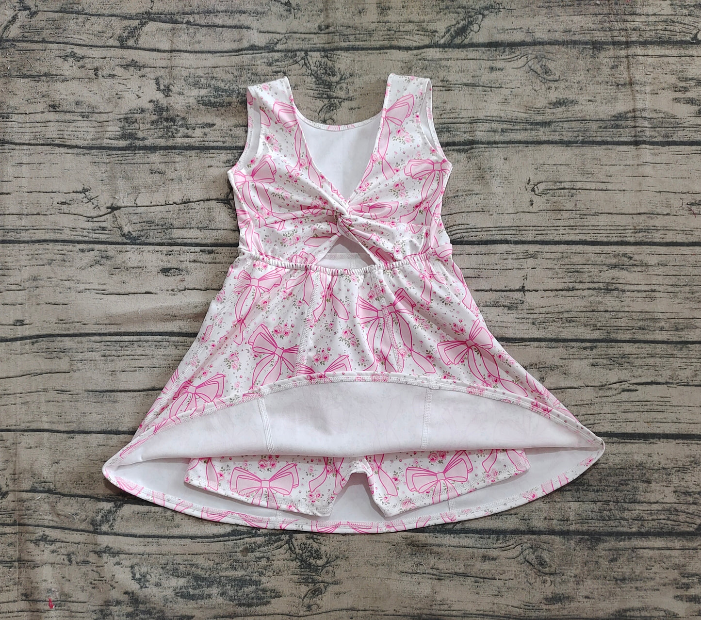 Baby Girl Sleeveless Bows Floral Yoga Active Wear Shorts Pink Dress RTS