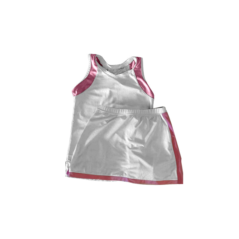 Preorder Baby Girl Sleeveless Shirt Skirt Shorts Skorts Yoga Active Wear Pink Set ( Moq 5 )