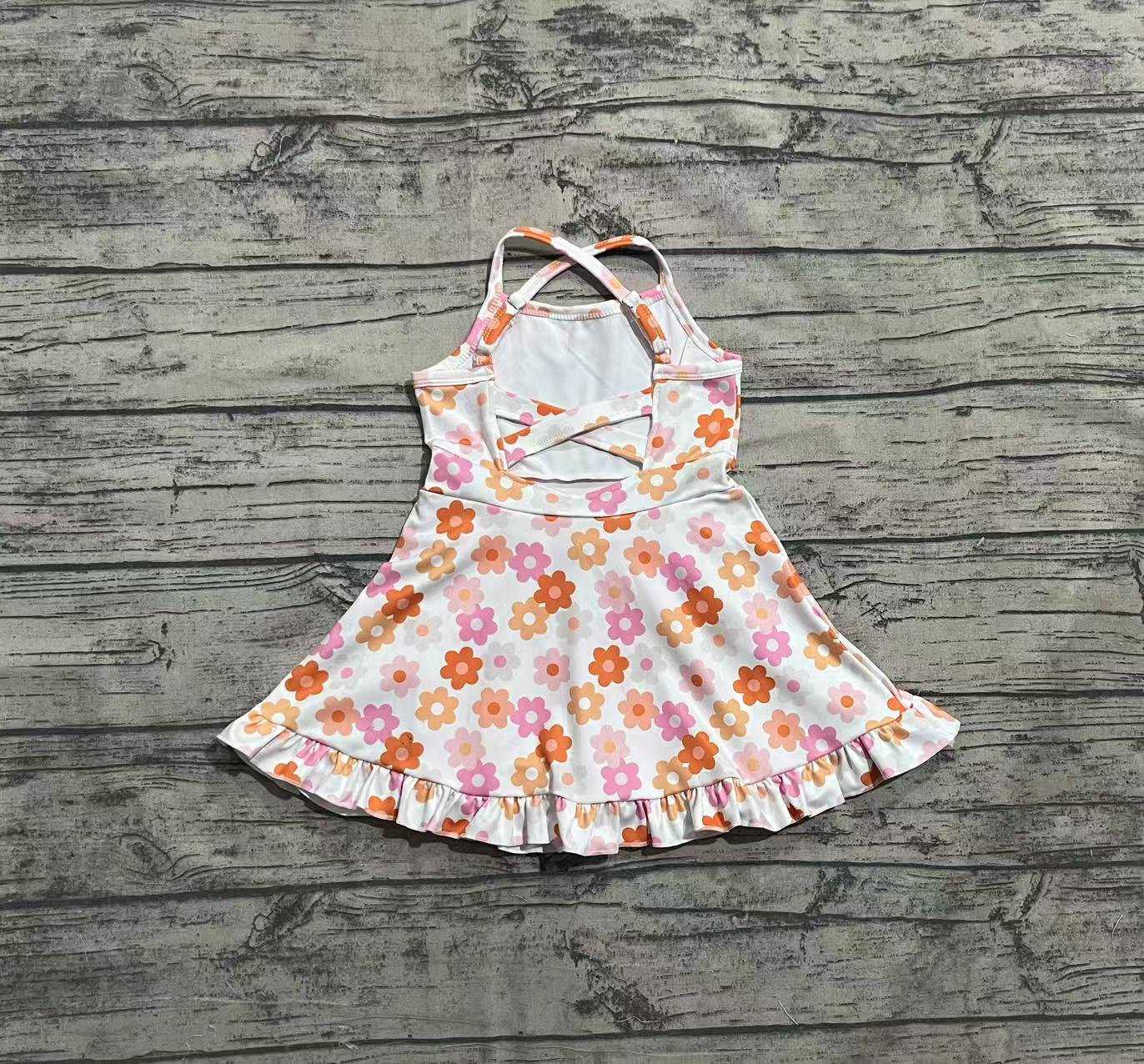Baby Girl Athletic Yoga Pink Orange Flower Active Wear Skort Dress RTS