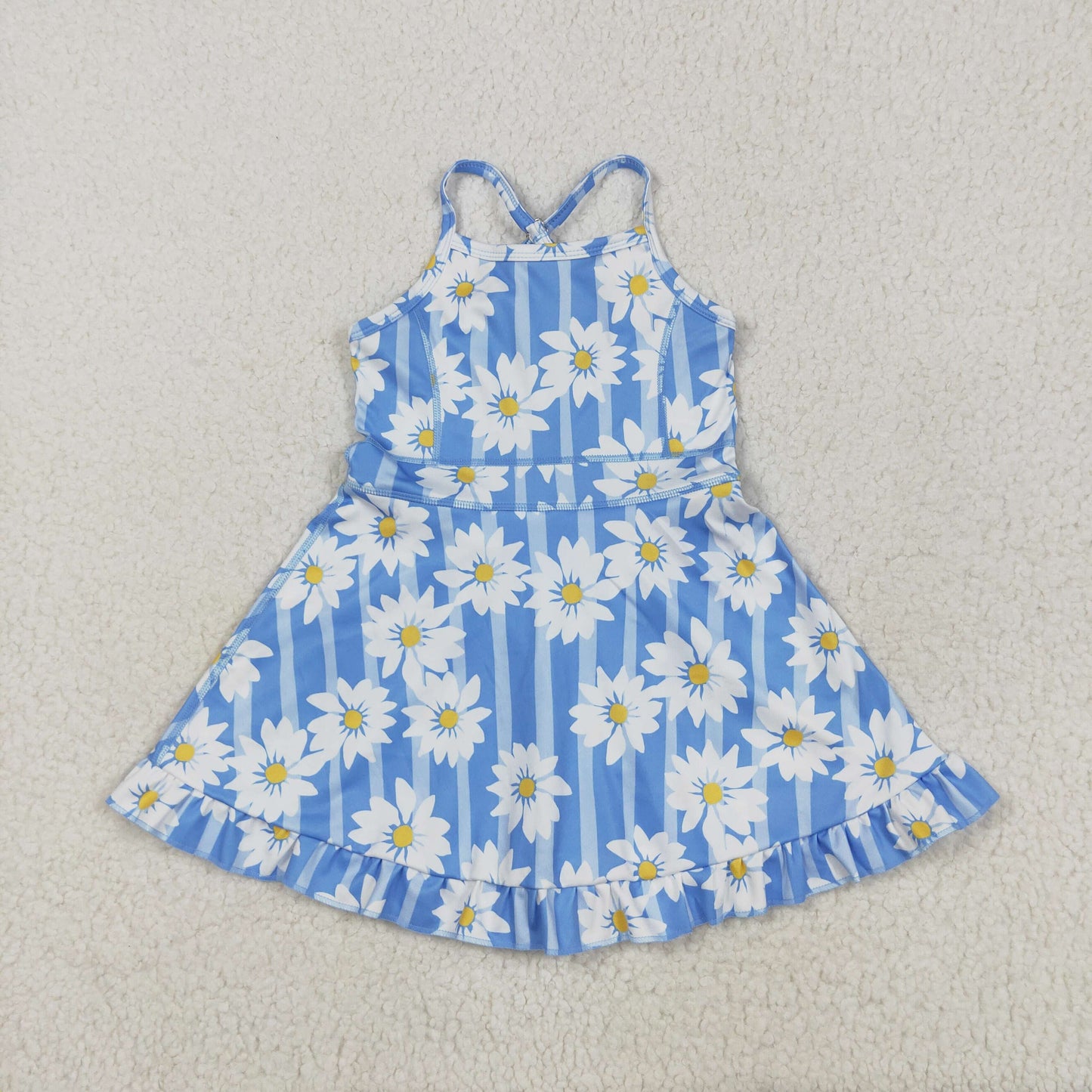 Baby Girl Toddler Straps Flower Knee Length Dress Sibling Active Yoga Clothes RTS