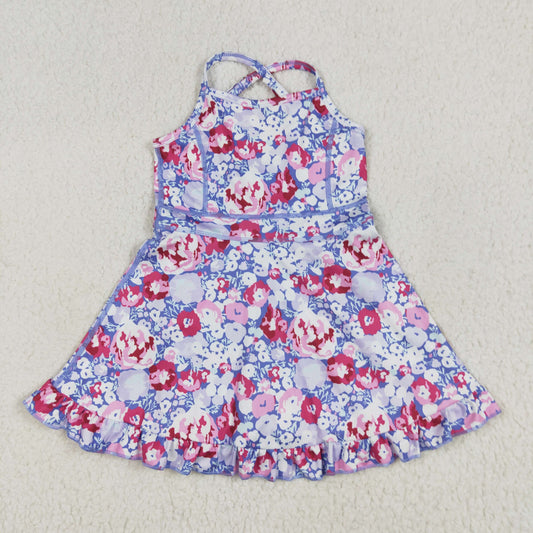Baby Girls Kids Straps Flower Knee Length Dress Sibling Active Yoga Clothes RTS