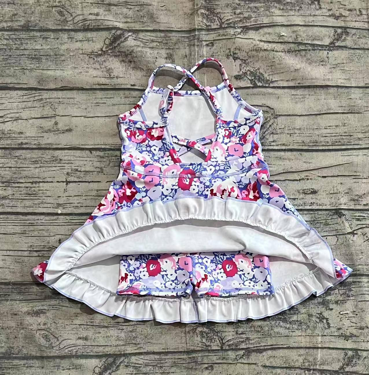 Baby Girl Sleeveless Flower Yoga Active Wear With Shorts Skort Dress RTS