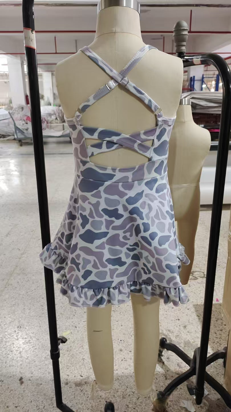 Baby Girl Straps Camo Yoga Active Wear Knee Length Grey Dress RTS