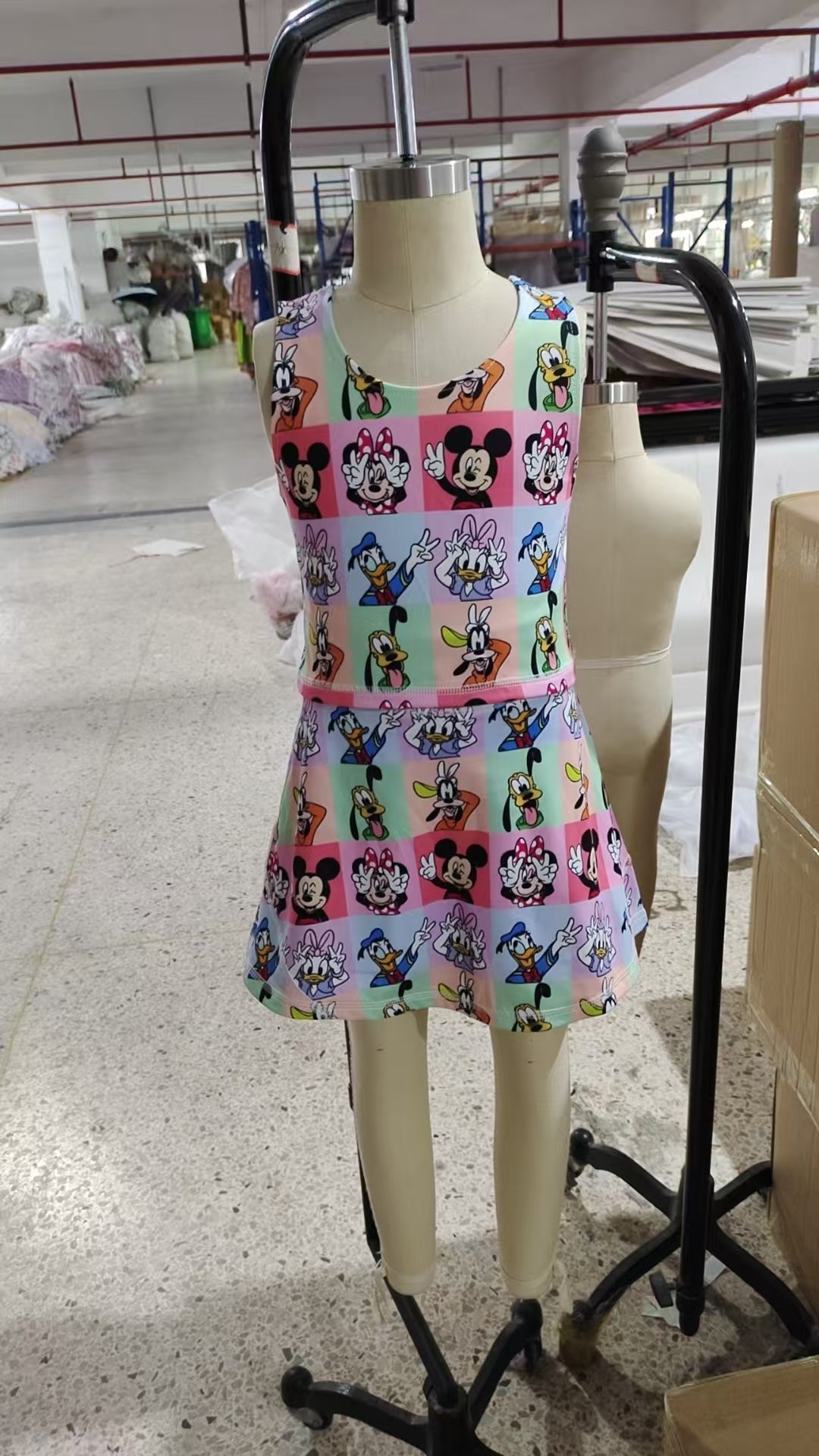 Baby Girl Mouse Ducks Dogs Checked Tops Skort Yoga Active Set RTS