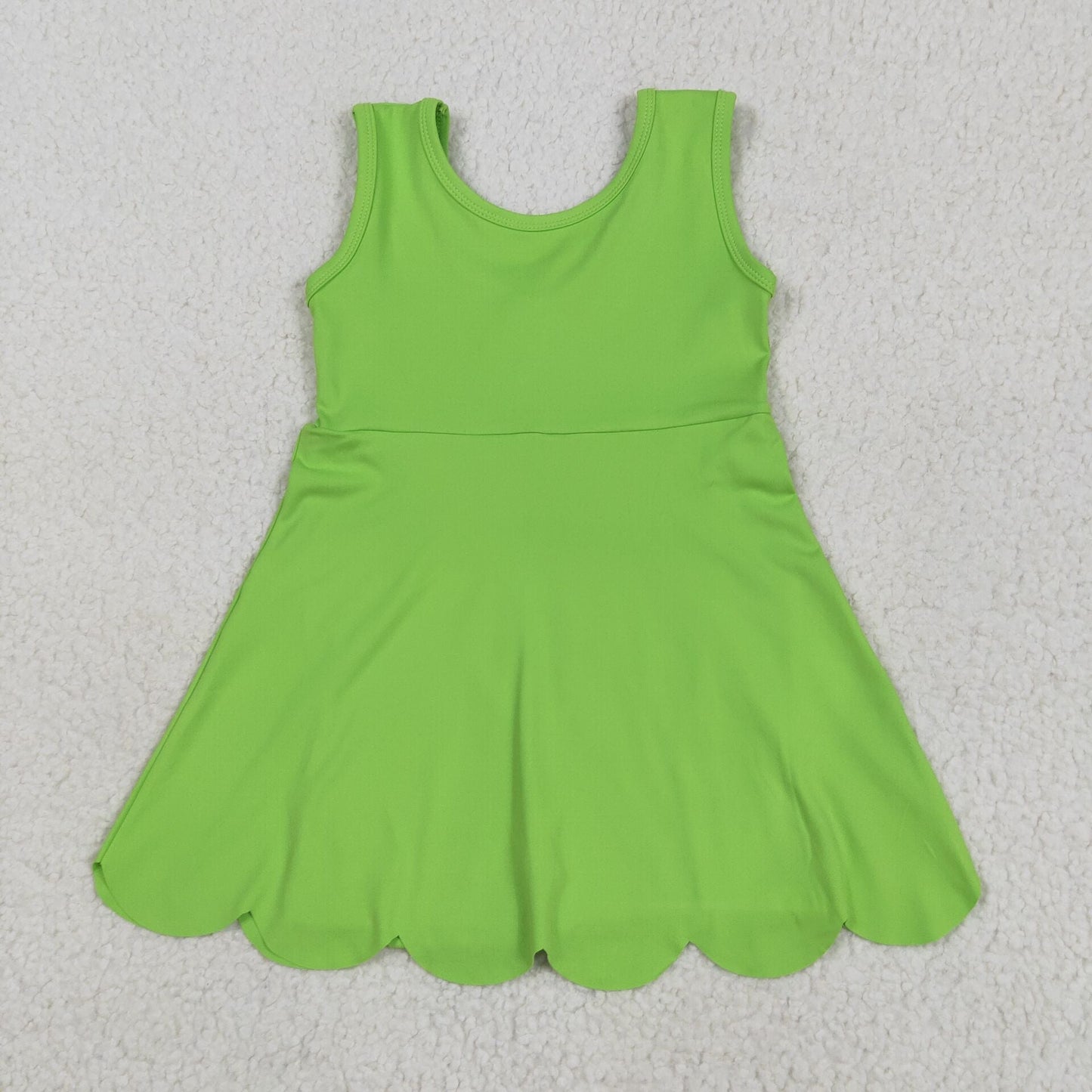 Baby Girl Sleeveless Sleeveless Colorful Sibling Ruffle Yoga Active Knee Length Dress  RTS
