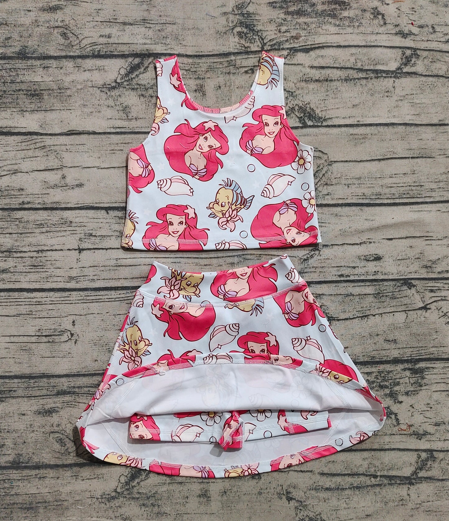 Baby Girl Sleeveless Princess Tops Skort Yoga Active Set RTS