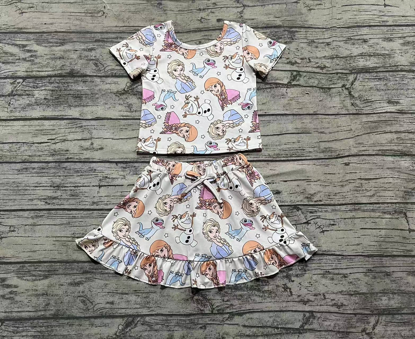 Baby Girl Short Sleeves Princess Shirt Skorts Set RTS