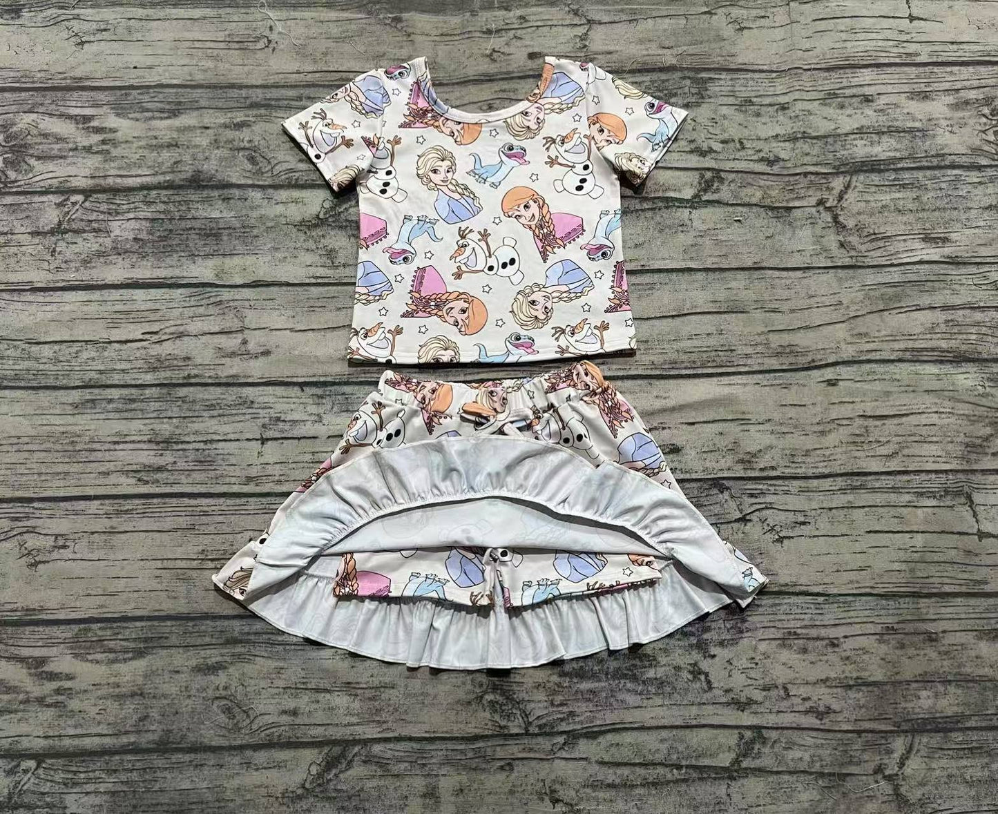 Baby Girl Short Sleeves Princess Shirt Skorts Set RTS