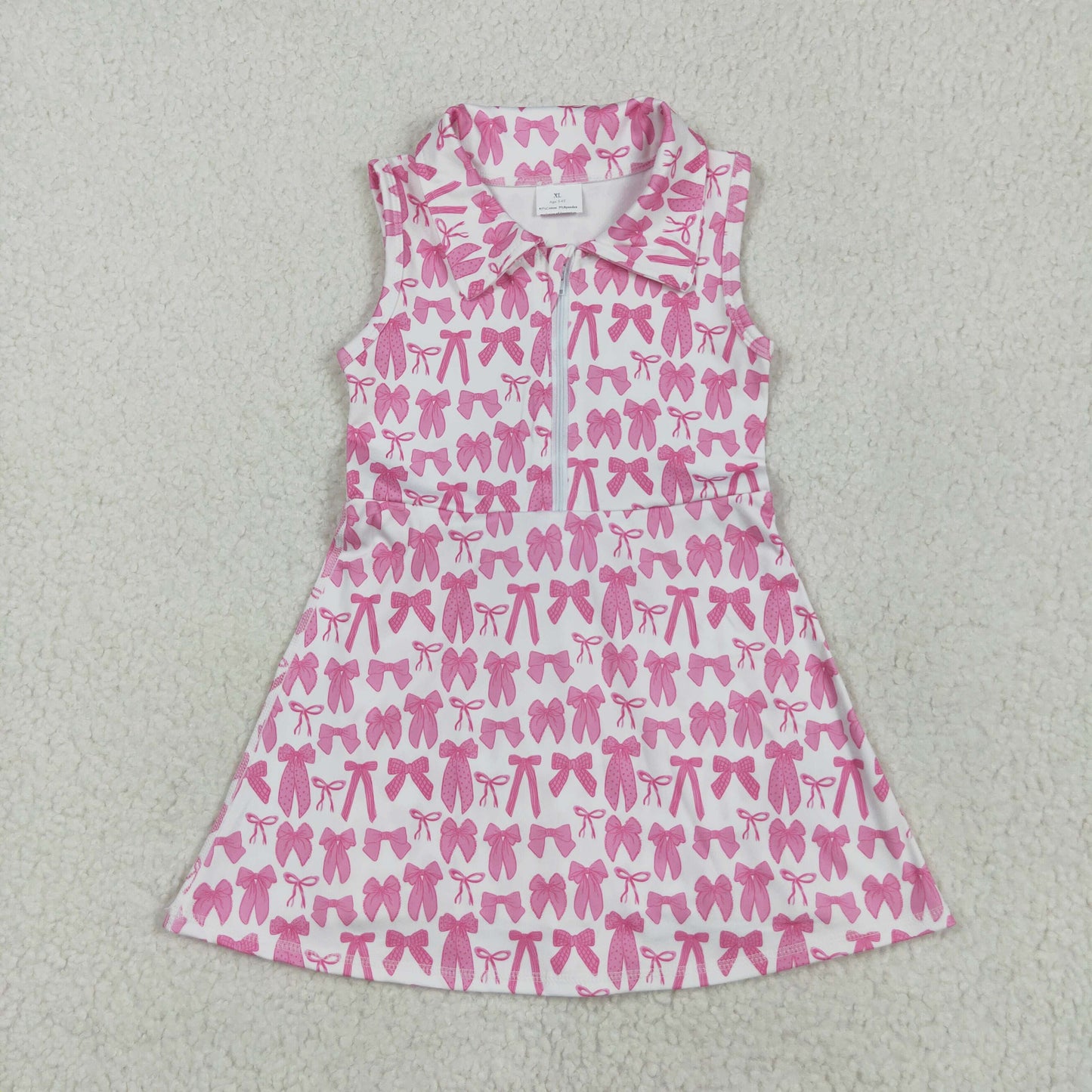 Baby Girl Sleeveless Bows Zipper Yoga Active Wear Skorts Knee Length Dress Sibling Clothes RTS
