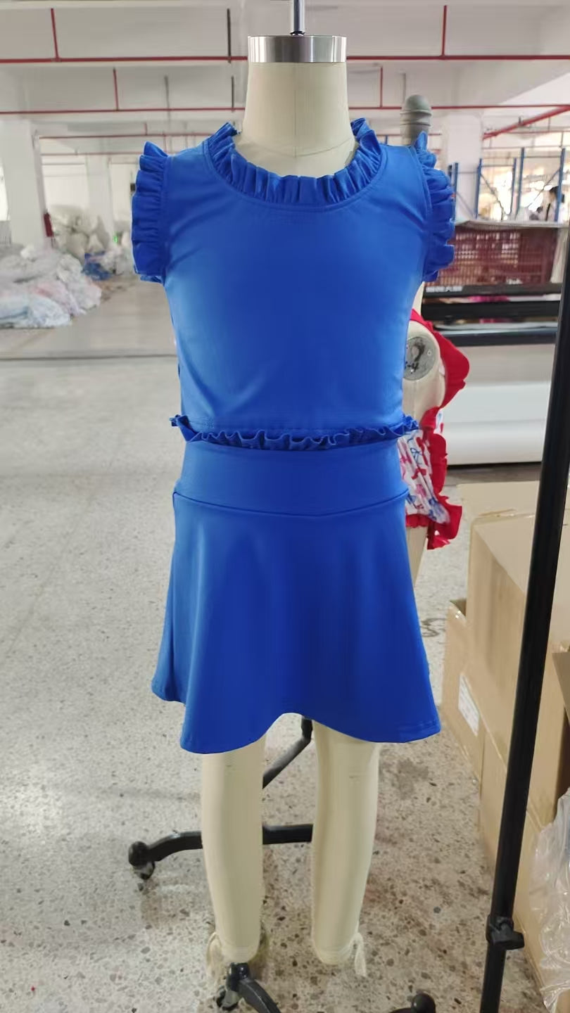 Baby Girl Sleeveless Shirt Skort Yoga Active Blue Set RTS
