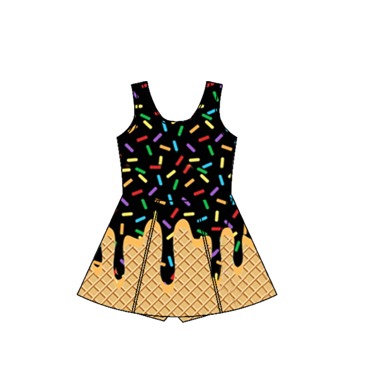 Preorder Baby Girl Black Sleeveless Cake Yoga Active Knee Length Skort Dress ( Moq 5 )