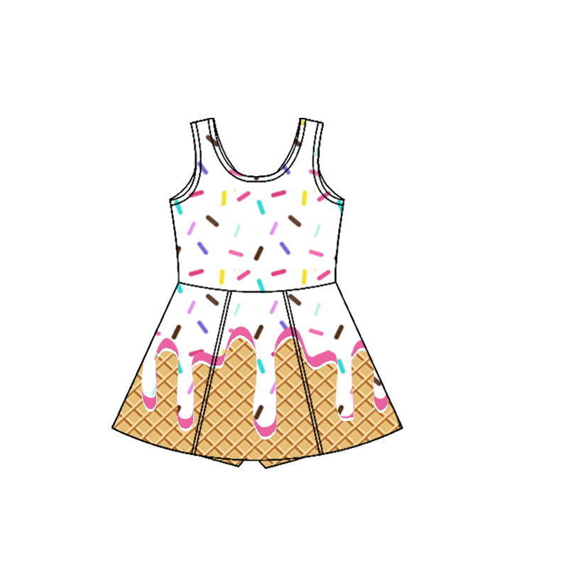 Preorder Baby Girl White Sleeveless Cake Yoga Active Knee Length Skort Dress ( Moq 5 )