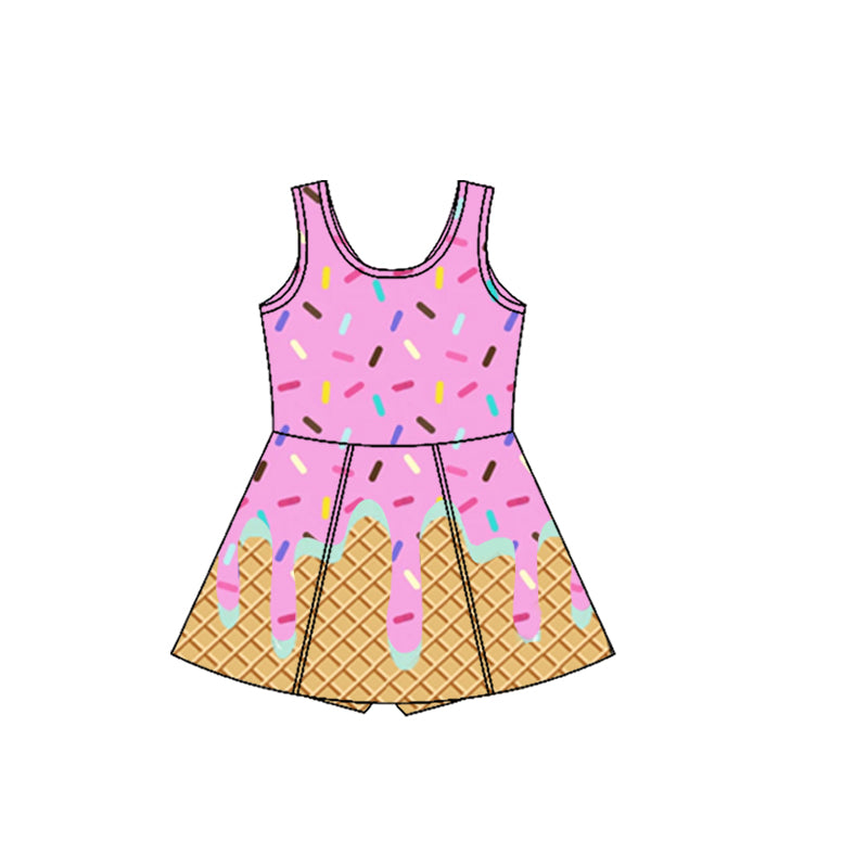 Preorder Baby Girl Pink Sleeveless Cake Yoga Active Knee Length Skort Dress ( Moq 5 )