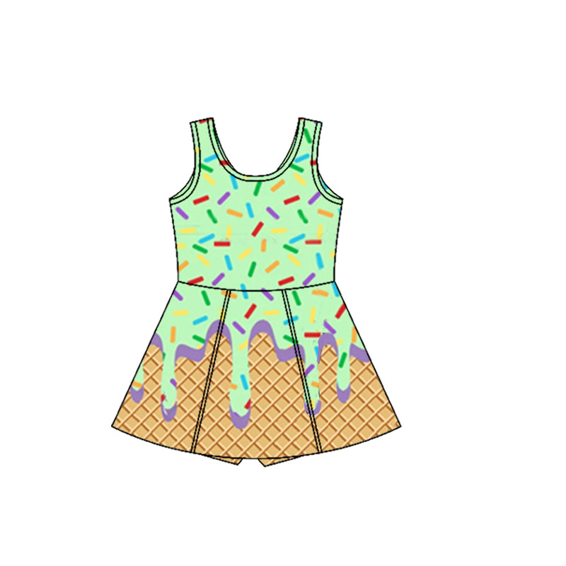 Preorder Baby Girl Cake Yoga Active Knee Length Green Sleeveless Skort Dress ( Moq 5 )