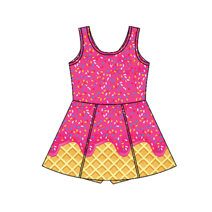 Preorder Baby Girl Cake Yoga Active Knee Length Pink Sleeveless Skort Dress ( Moq 5 )