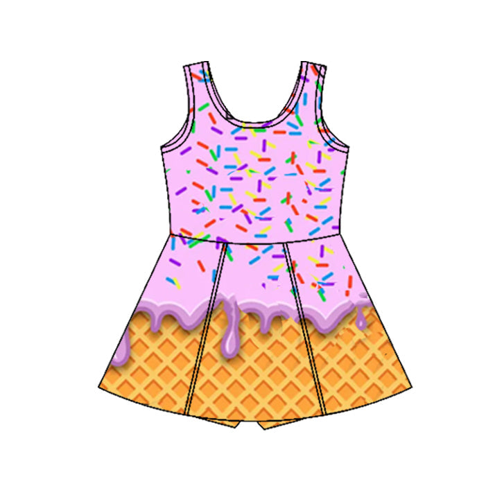 Preorder Baby Girl Purple Sleeveless Cake Yoga Active Knee Length Skort Dress ( Moq 5 )