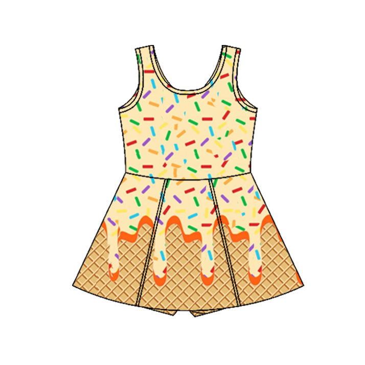 Preorder Baby Girl Cake Yoga Active Knee Length Yellow Sleeveless Skort Dress ( Moq 5 )