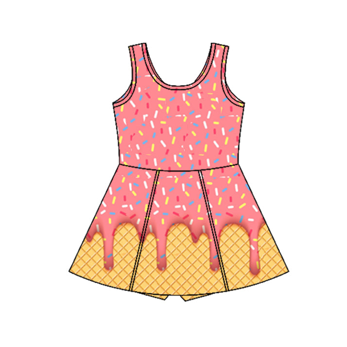 Preorder Baby Girl Sleeveless Cake Yoga Active Knee Length Skort Dress ( Moq 5 )