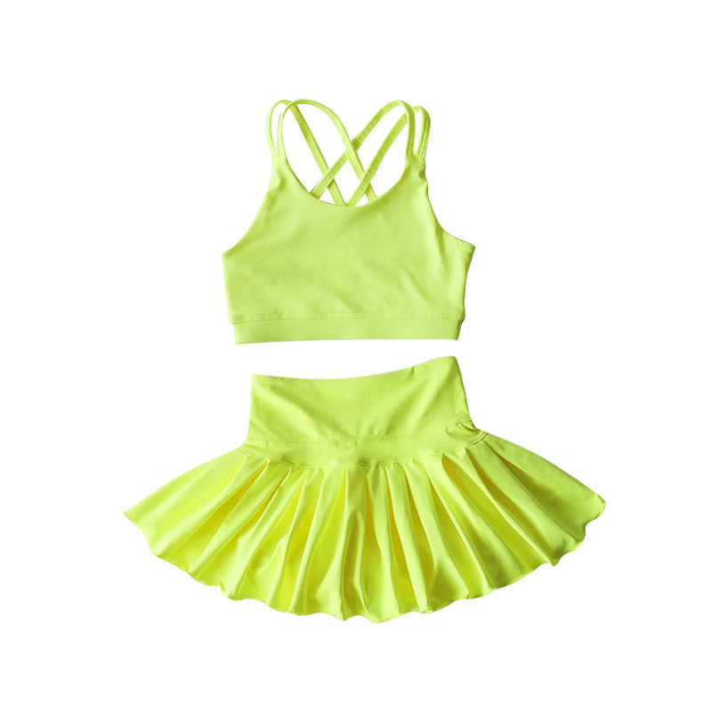 Preorder Baby Girl Straps Vest Tops Yoga Active Skort Set( Moq 5 )