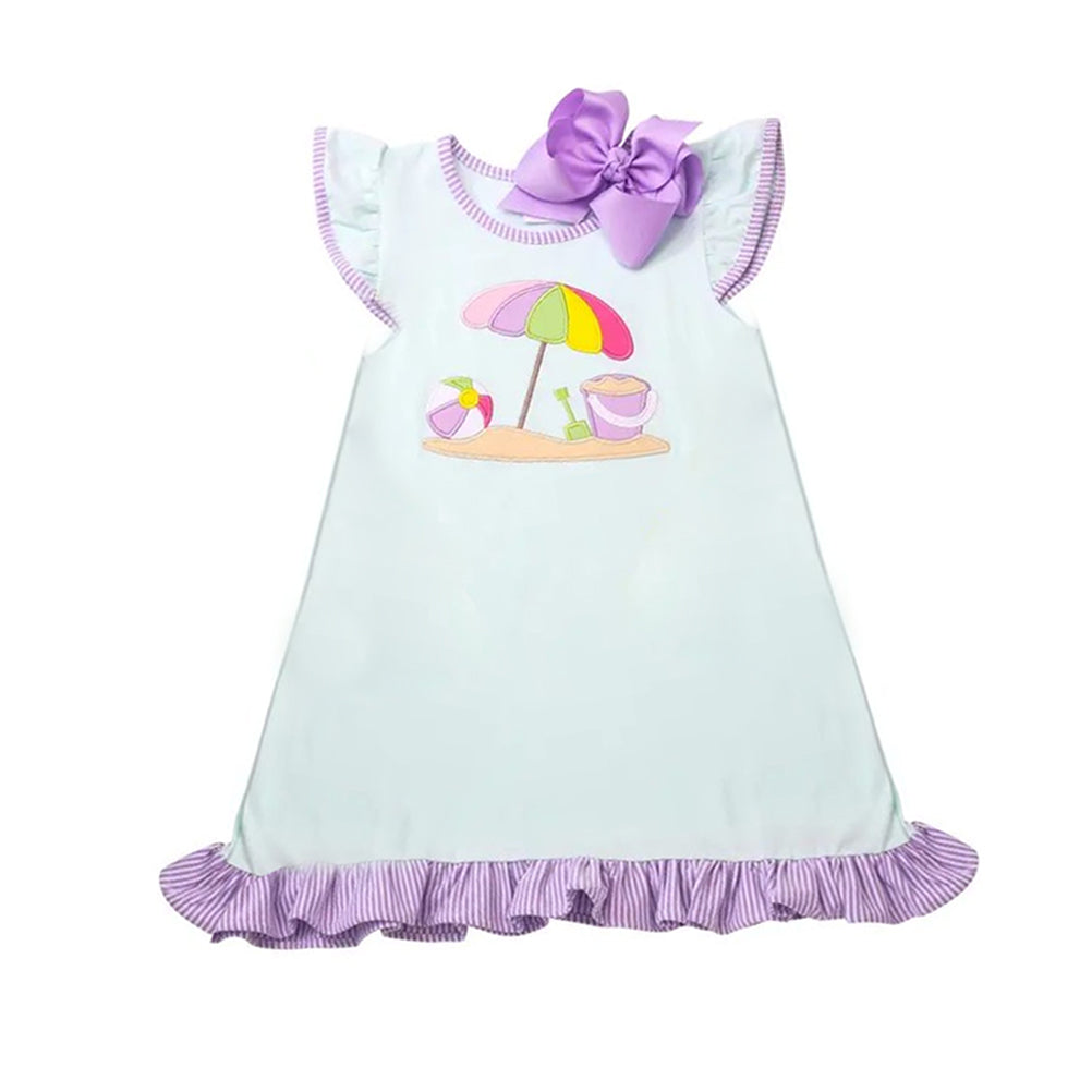 Preorder Baby Girl Short Sleeves Beach Knee Length Summer Dress ( Moq 5 )