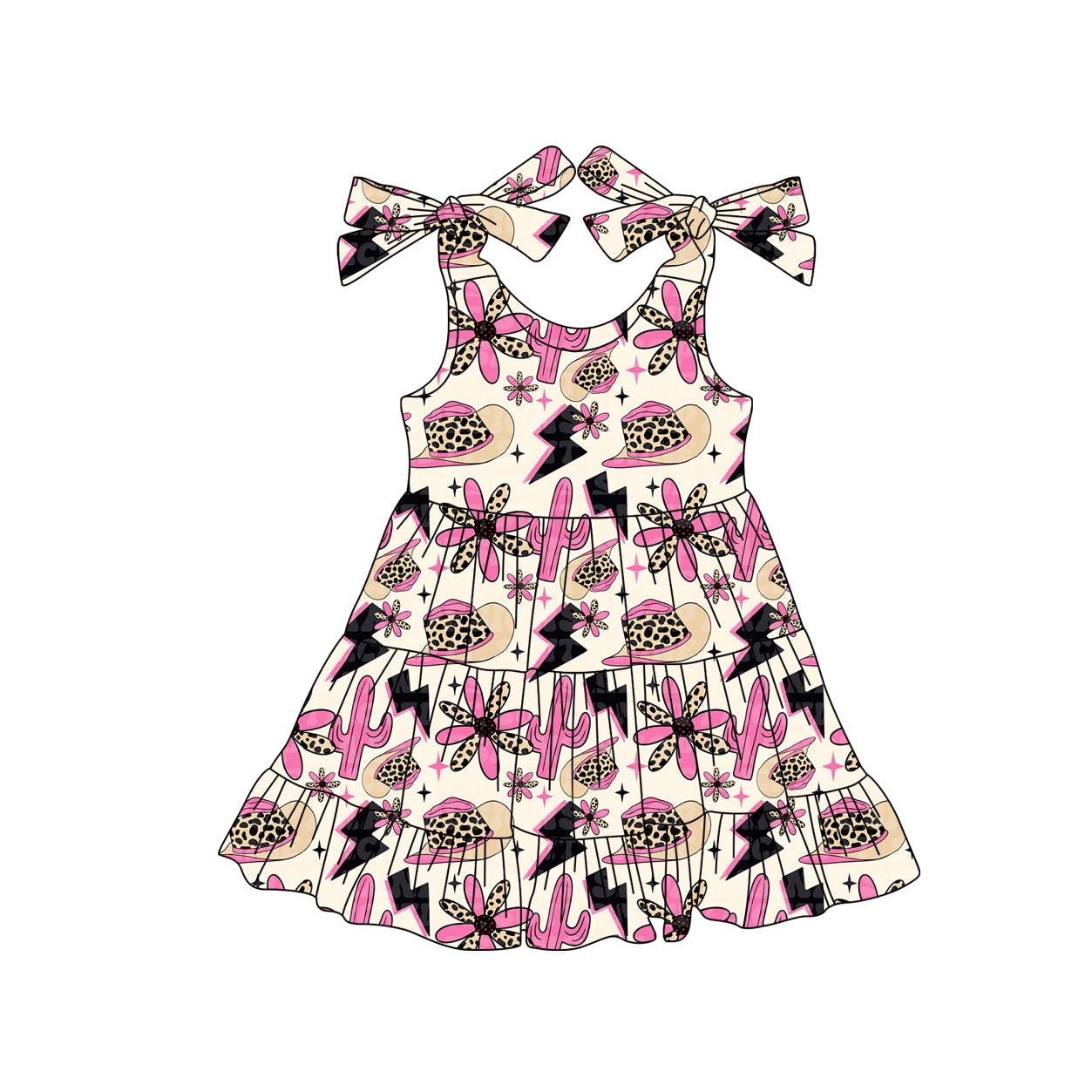 Preorder Baby Girl Straps Flower Hats Knee Length Dress ( Moq 5 )