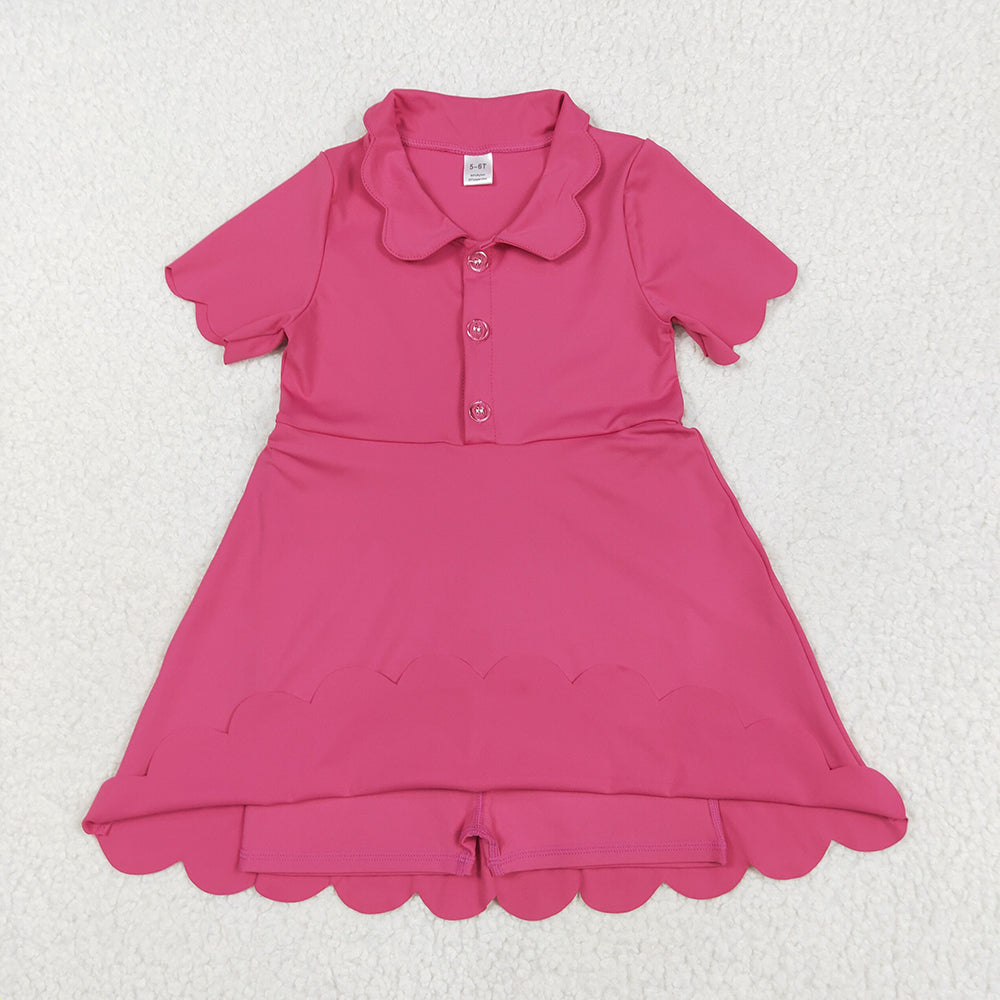 Baby Girl Short Sleeves Buttons Yoga Active Knee Length Dress Sibling Clothes RTS