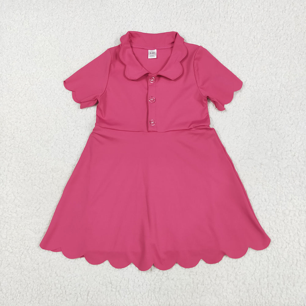 Baby Girl Short Sleeves Buttons Yoga Active Knee Length Dress Sibling Clothes RTS