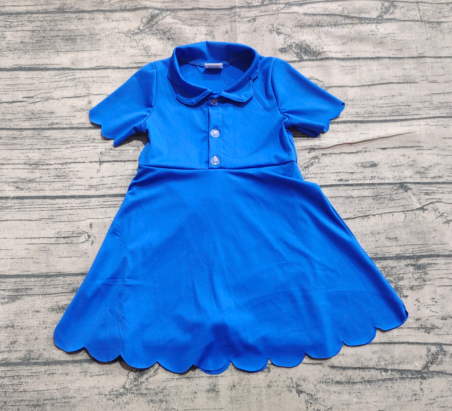 Baby Girl Short Sleeves Buttons Yoga Active Blue Knee Length Skort Dress RTS