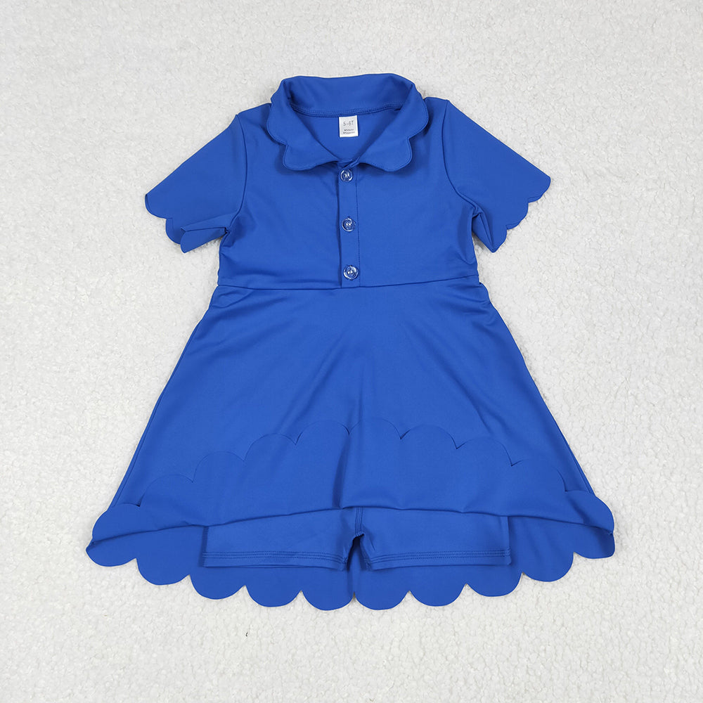 Baby Girl Short Sleeves Buttons Yoga Active Knee Length Dress Sibling Clothes RTS