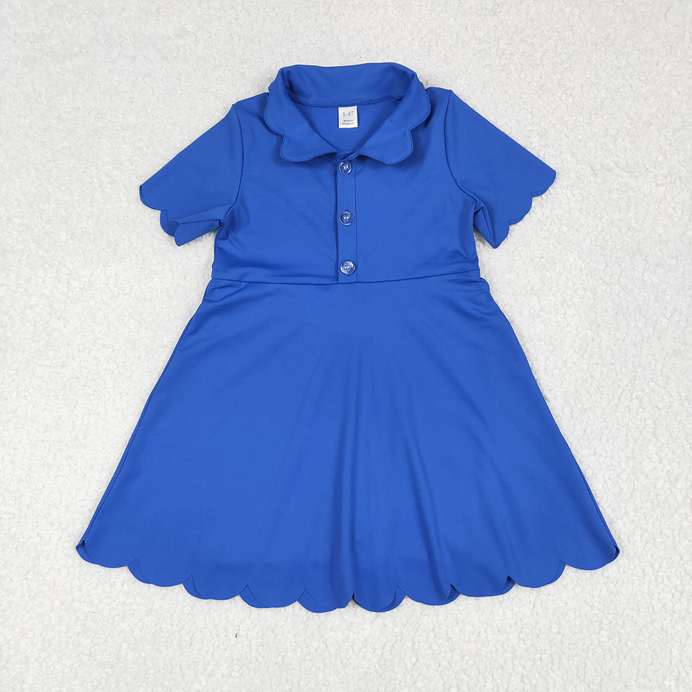 Baby Girl Short Sleeves Buttons Yoga Active Knee Length Dress Sibling Clothes RTS