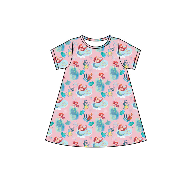 Preorder Baby Girl Short Sleeves Princess Knee Length Dress ( Moq 5 )