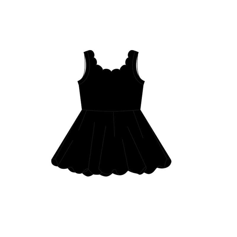 Preorder Baby Girl Sleeveless Yoga Active Knee Length Black Dress ( Moq 5 )