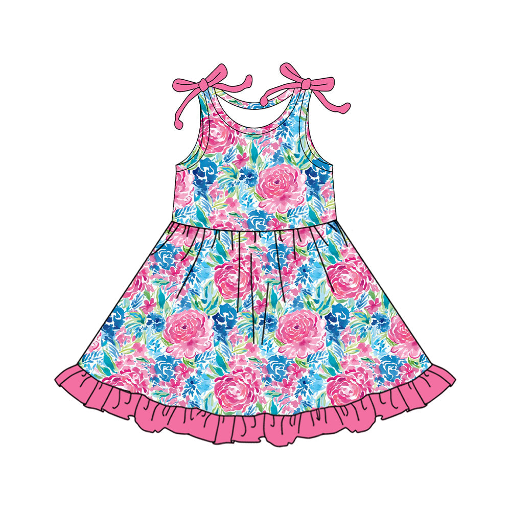 Preorder Baby Girl Sleeveless Flower Knee Length Dress ( Moq 5 )