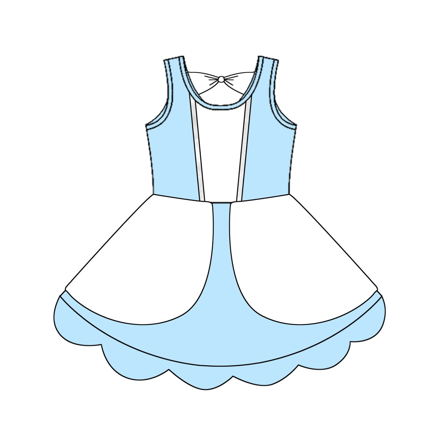 Preorder Baby Girl Blue Sleeveless Knee Length Princess Dress ( Moq 5 )