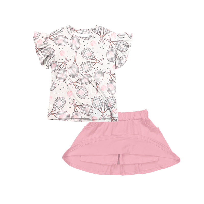 Preorder Baby Girl Tennis Ruffle Shirt Pink Skorts Set ( Moq 5 )