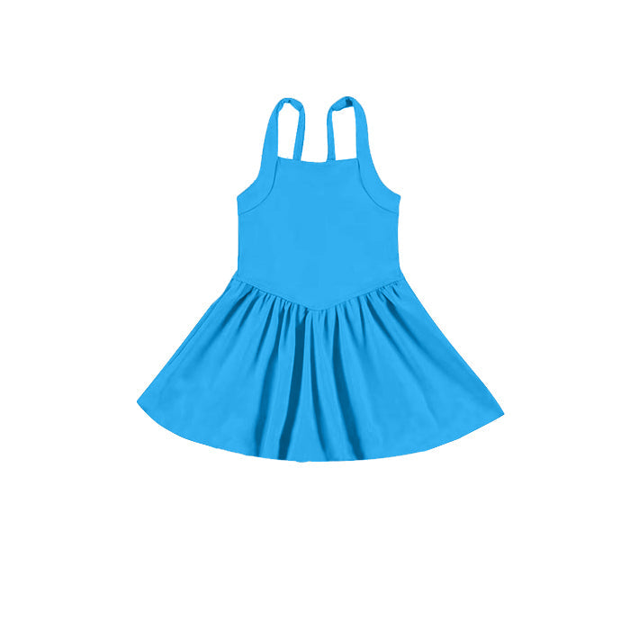 ( Moq 5 ) Preorder Baby Girl Blue Strap Activity Wear Yoga Knee Length Dress