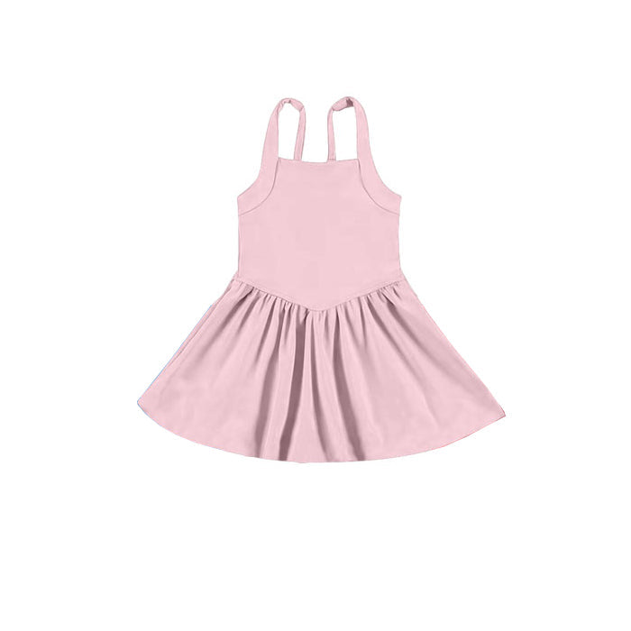 ( Moq 5 ) Preorder Baby Girl Pink Strap Activity Wear Yoga Knee Length Dress