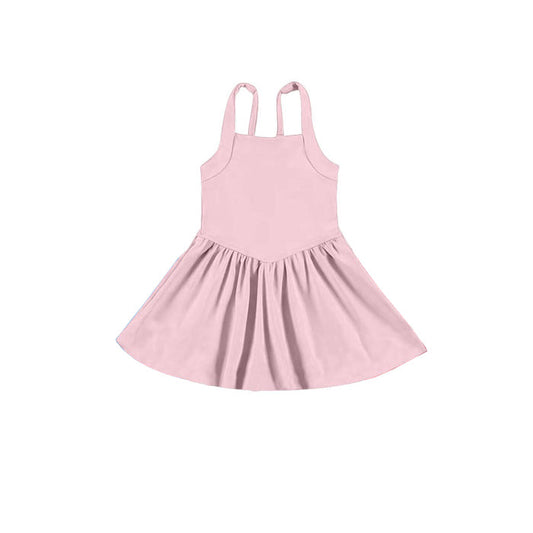 ( Moq 5 ) Preorder Baby Girl Pink Strap Activity Wear Yoga Knee Length Dress