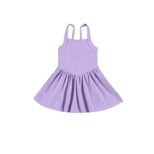 ( Moq 5 ) Preorder Baby Girl Lavender Strap Activity Wear Yoga Knee Length Dress