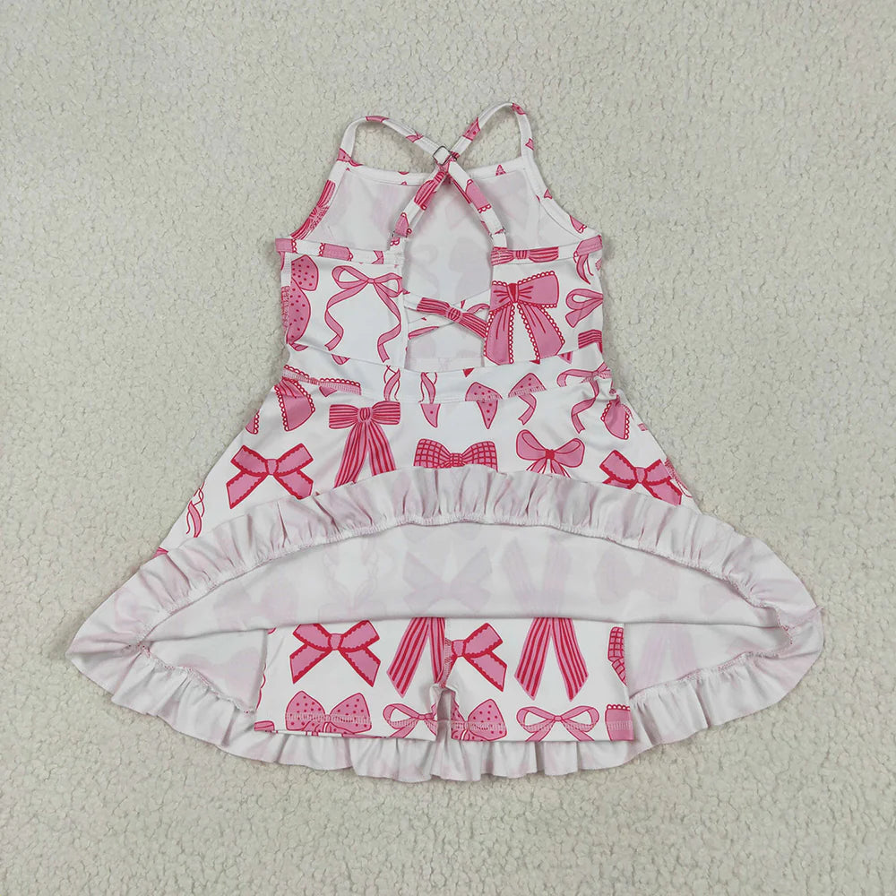 (No.25-36 ) Sibling Baby Girls Kids Straps Ruffle Shorts Knee Length Dresses Yoga Active Clothes RTS