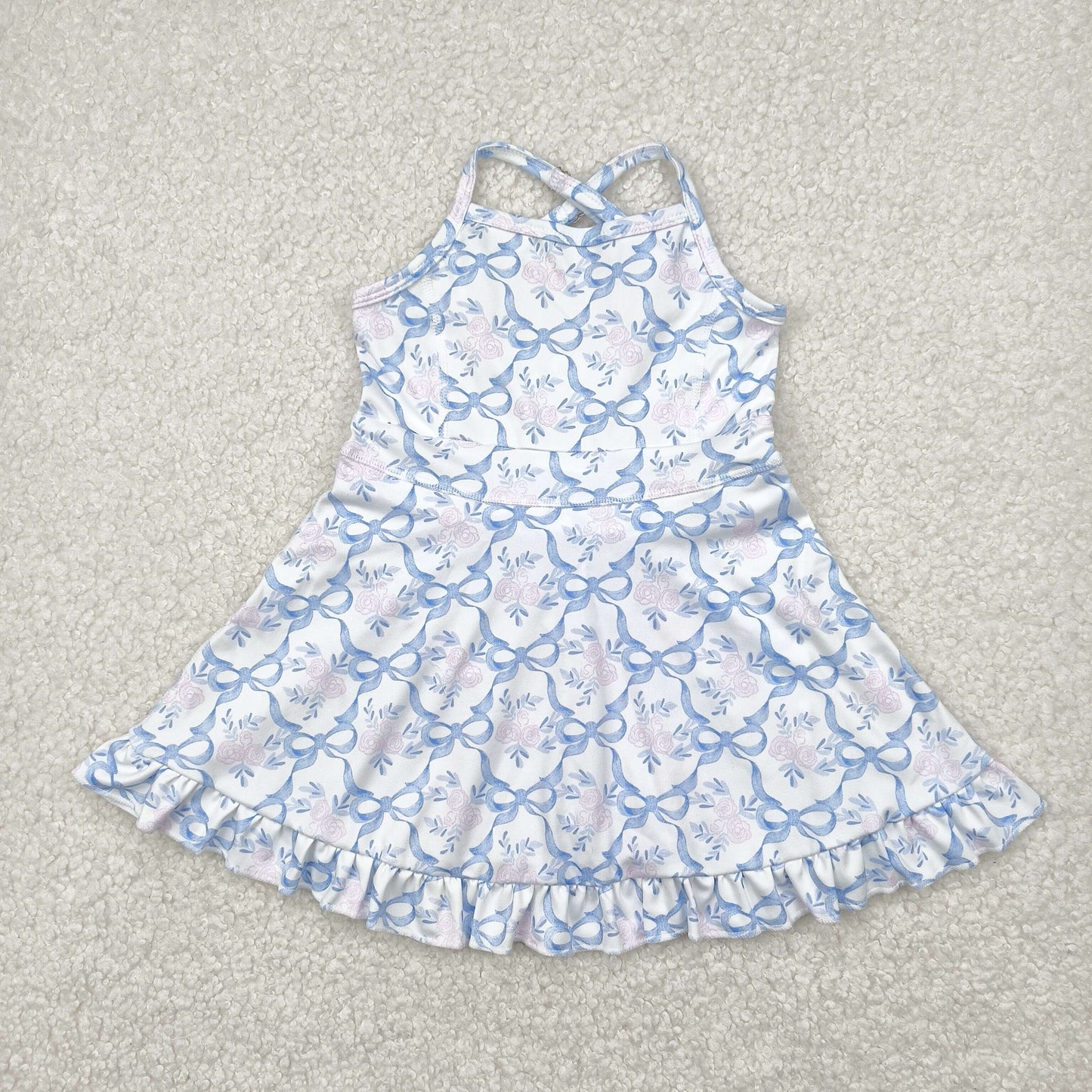 Baby Girl Toddler Straps Flower Knee Length Dress Sibling Active Yoga Clothes RTS