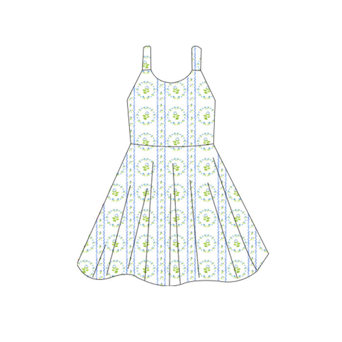 ( Moq 5 ) Preorder Baby Girl Sleeveless Floral Knee Length Dress