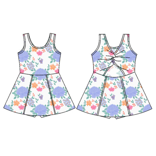 ( Moq 5 ) Preorder Baby Girl Sleeveless Flower Yoga Active Skort Dress