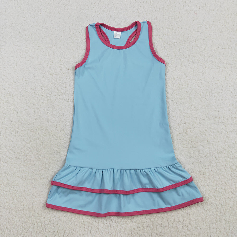 Baby Girl Toddler Sleeveless Yoga Active Sibling Ruffle Knee Length Dress Clothes RTS