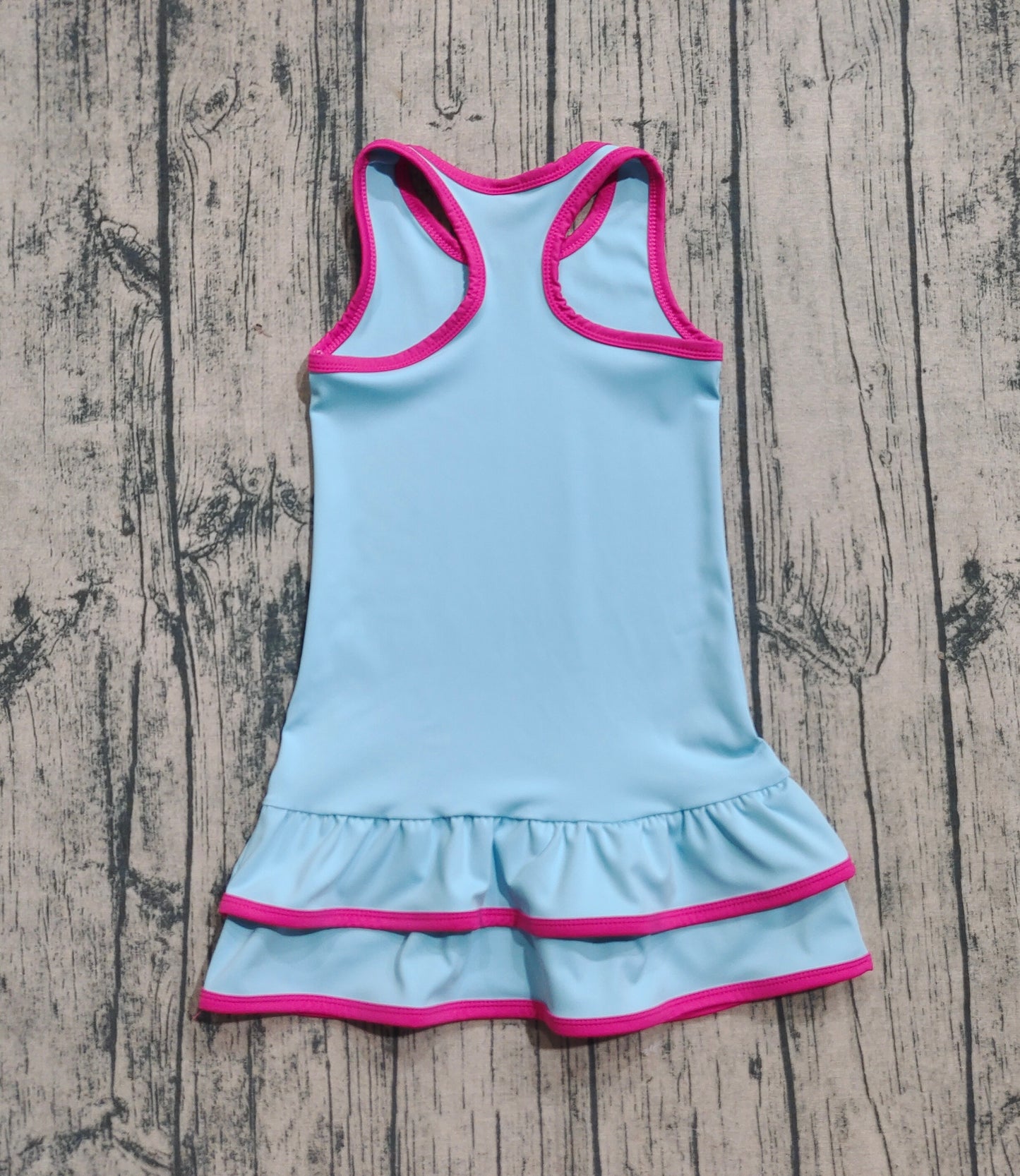 Baby Girl Sleeveless Yoga Active Ruffle Blue Knee Length Dress RTS