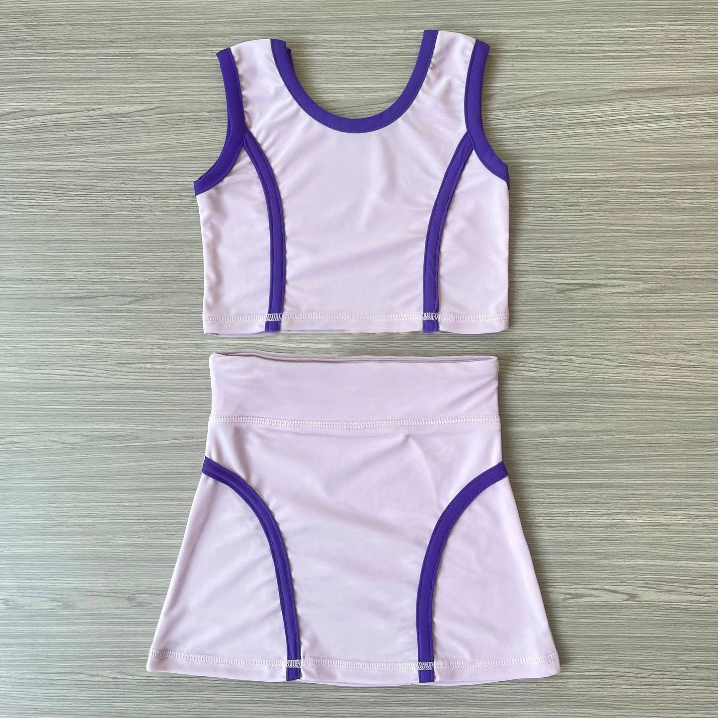 ( Moq 5 ) Preorder Baby Girl Lavender Sleeveless Vest Tops Shorts Skirt Skort Yoga Active Set