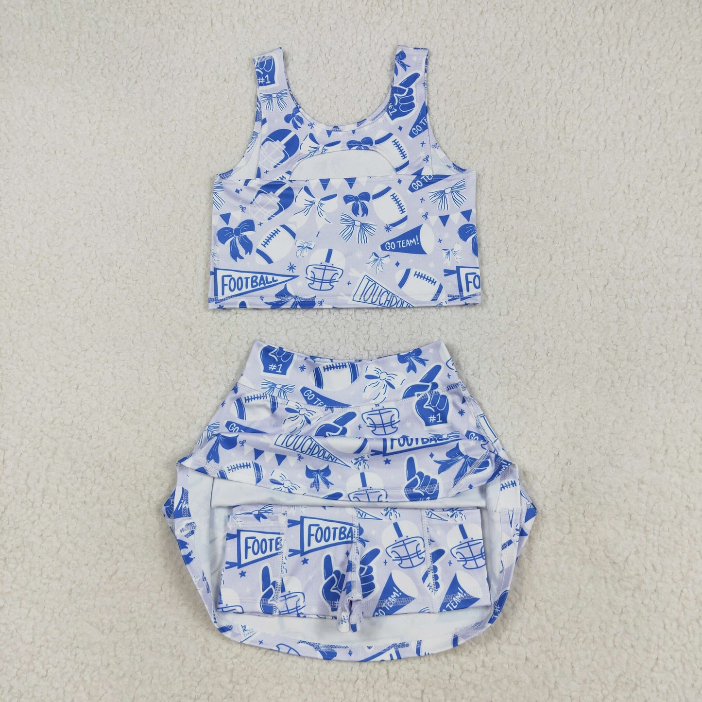 Baby Girl Toddler Cheer Bows Sleeveless Team Vest Tops Skorts Sibling Yoga Active Set RTS
