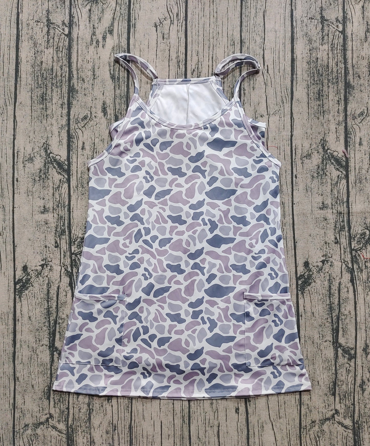 Adult Women Straps Grey Camo Pockets Yoga Active Summer Dress RTS