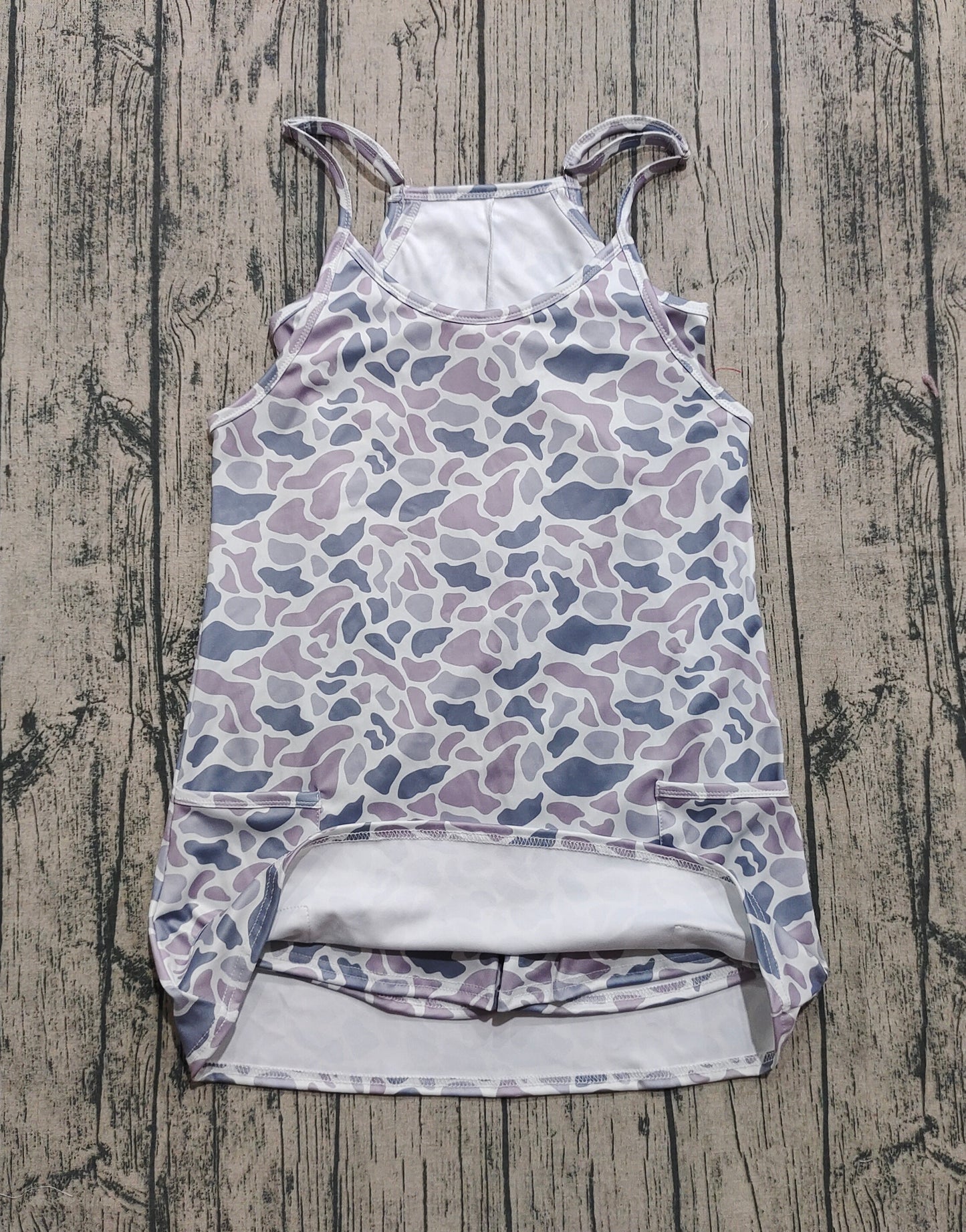 Adult Women Straps Grey Camo Pockets Yoga Active Summer Dress RTS