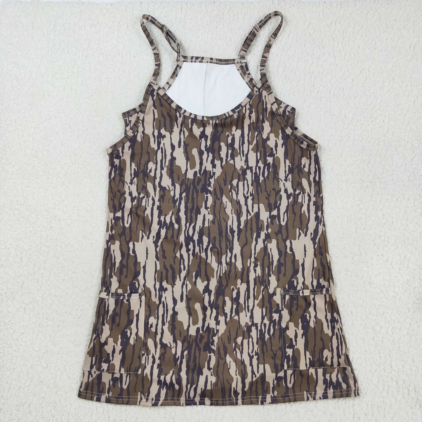 Sibling Adult Women Strap Western Camo Pockets Yoga Active Shorts Dresses